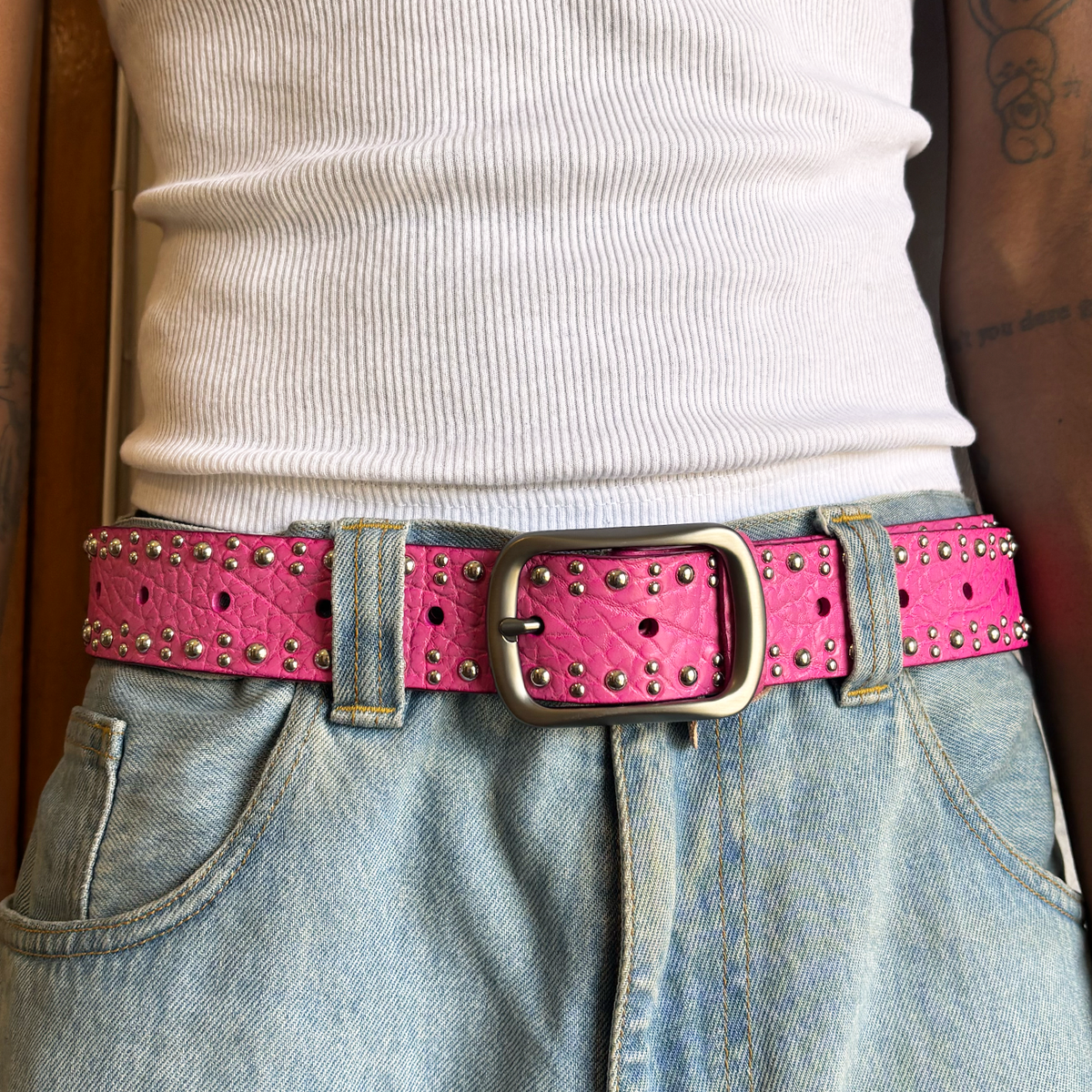 STUDDED BELT (PINK)